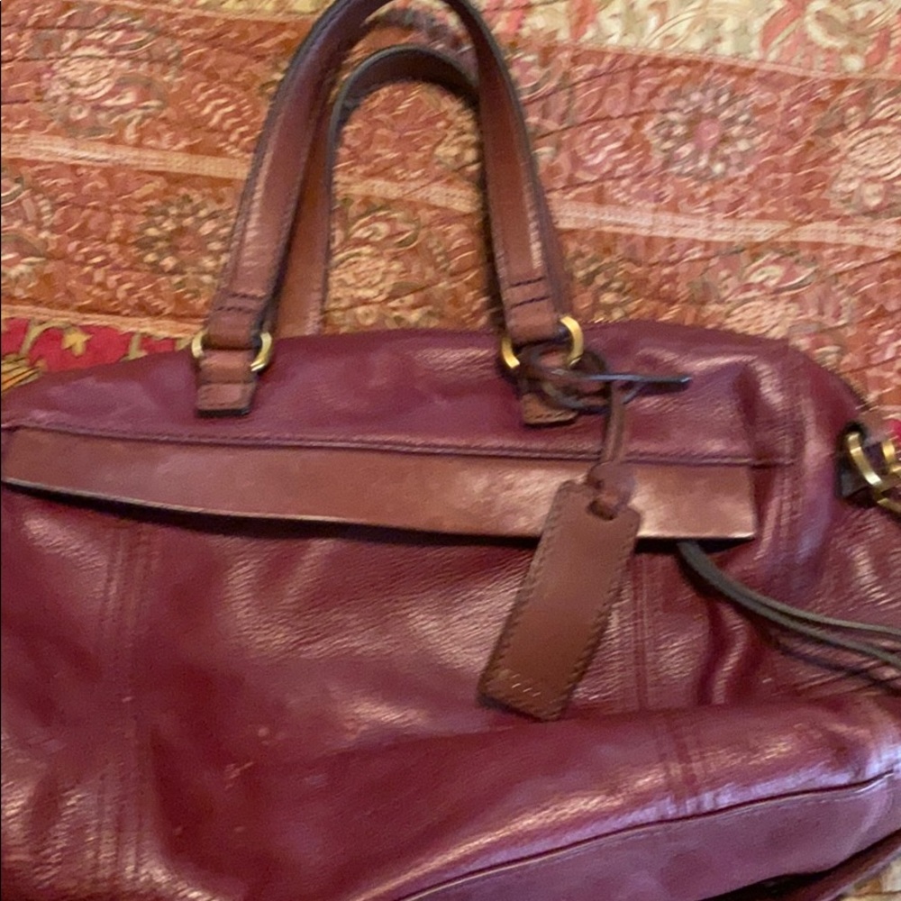 Burgundy Fossil Purse with shoulder strap